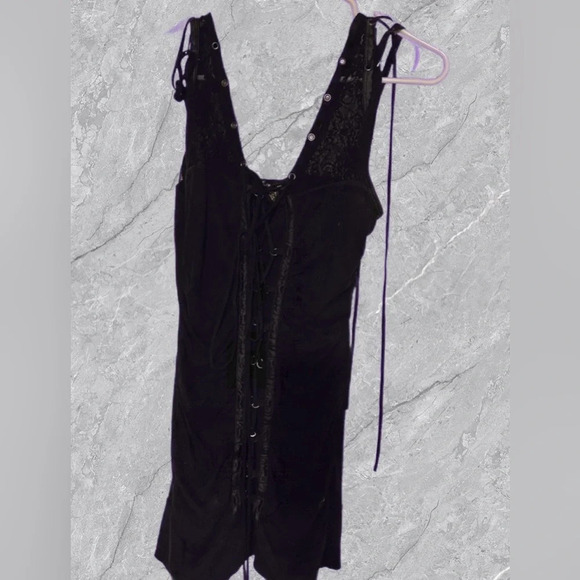 Really Cute Tie Up and Lace Black Tank Top  M - Picture 4 of 6